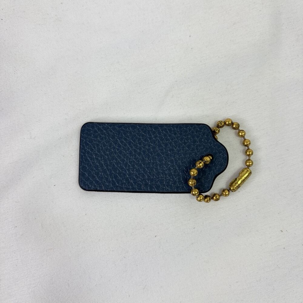 Coach Logo Blue Keychain Fob Hang tag pebble leather, classic - Picture 2 of 4